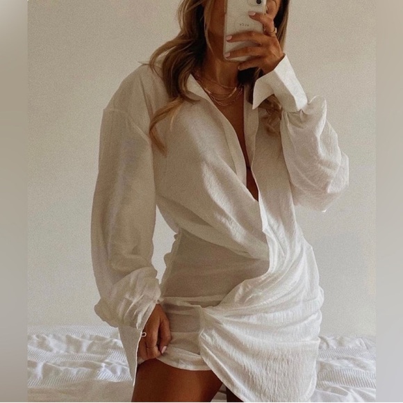 House of CB Carys shirt dress in White New with Tags! - Picture 1 of 13